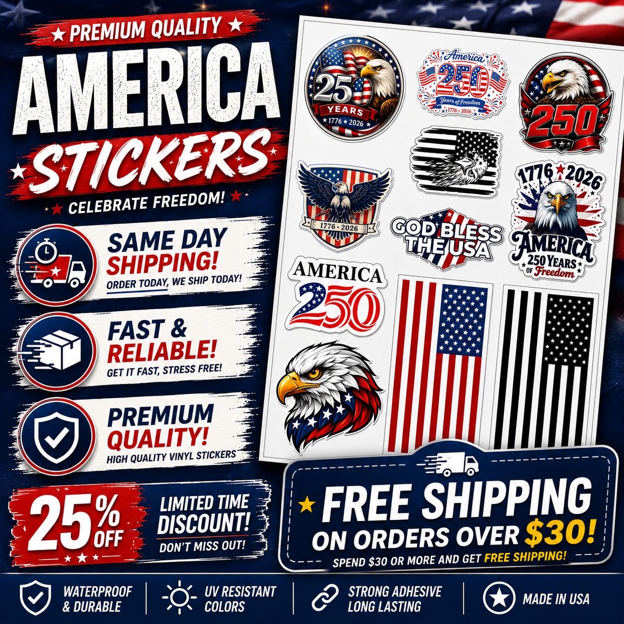 
                  
                    America 250 Premium Sticker Pack
                  
                